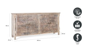 BUFET LIVING ORIGEN 180CM, DIN LEMN DE STEJAR, CULOARE NATUR/GRI ANTICHIZAT, STIL MODERN, ARTIM GROUP SELECTION - Img 6