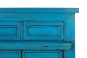 BUFET LIVING VIORA 110CM, REALIZAT DIN LEMN DE MANGO, CULOARE ALBASTRU, STIL RUSTIC VINTAGE, GINER Y COLOMER - Img 5