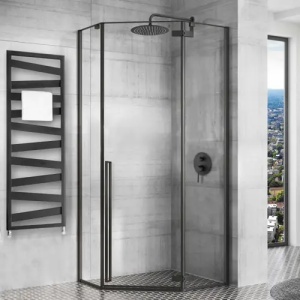 CABINA DE DUS DIAMOND 80X80, NEGRU MAT, CU CADITA DIAMOND ALBA, CALITATE SUPERIOARA - Img 2
