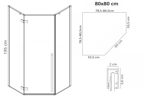 CABINA DE DUS REA DIAMOND, 80x80CM, NEGRU MAT, DIN STICLA, FARA CADITA, CALITATE SUPERIOARA - Img 6
