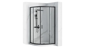 CABINA DE DUS REA LOOK+CADITA LOOK ALBA, CULISANTA, 90x90CM, NEGRU, DIN STICLA, CALITATE SUPERIOARA