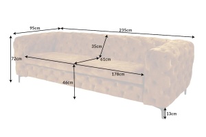 CANAPEA 240CM, BAROC 3 LOCURI, CATIFEA GALBEN MUSTAR, STIL CHESTERFIELD, ARTIM GROUP SELECTION - Img 8