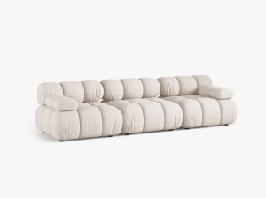 CANAPEA BELLIS, CU 3 LOCURI, BEJ, CU TAPITERIE DIN TEXTIL STRUCTURAT LIBERTY, MICADONI - Img 2