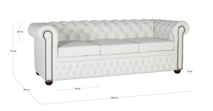 CANAPEA CHESTERFIELD 200CM, ARTIM 1761, DIN LEMN SI PIELE, CULOARE ALBA, ARTIM GROUP SELECTION - Img 5