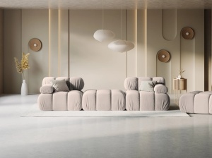 CANAPEA/COLTAR MODULAR BELLIS, 3 LOCURI, 188 CM, BEJ 16, TAPITERIE DIN CATIFEA, DESIGN DEOSEBIT - Img 1