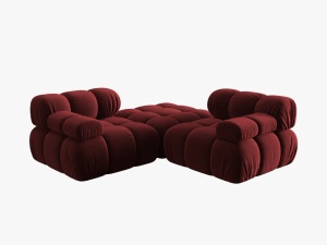 CANAPEA/COLTAR MODULAR BELLIS, 3 LOCURI, 188 CM, ROSU INCHIS 59, TAPITERIE DIN CATIFEA, DESIGN DEOSEBIT - Img 2