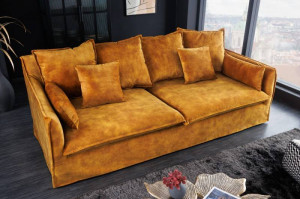CANAPEA CONFORTABILA 205CM, 3 LOCURI , CATIFEA GALBEN MUSTAR, STIL MODERN, ARTIM GROUP SELECTION - Img 2