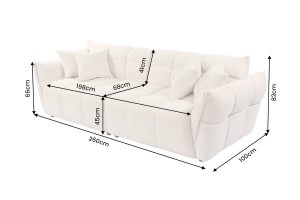 CANAPEA CONFORTABILA CLOUD 260CM, 3 LOCURI, REALIZATA DIN LEMN SI MATERIAL BOUCLE, CULOARE BEJ - Img 6