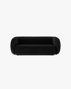 CANAPEA CU 2 LOCURI KATE, NEGRU, 183X99 CM, TAPITAT CU TAPITERIE DIN TEXTIL CATIFEA SALVADOR, MICADONI
