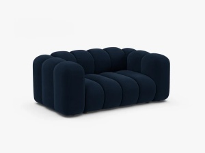 CANAPEA CU 2 LOCURI LUPIN 170, ALBASTRU ROYAL, CU TAPITERIE DIN TEXTIL CATIFEA SALVADOR, MICADONI - Img 2