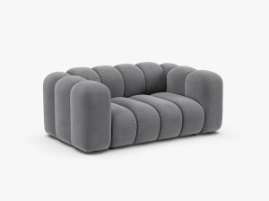 CANAPEA CU 2 LOCURI LUPIN 170, GRI, CU TAPITERIE DIN TEXTIL CATIFEA SALVADOR, MICADONI - Img 2