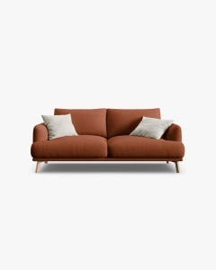 CANAPEA CU 2 LOCURI, NAOMI, CARAMIZIU, 170X95 CM, TAPITAT CU TAPITERIE DIN TEXTIL STRUCTURAT LIBERTY, MICADONI