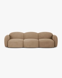 CANAPEA CU 3 LOCURI BLAIR, 274X 95, BEJ MIGDALA, CU TAPITERIE DIN TEXTIL CATIFEA CASINO, MICADONI