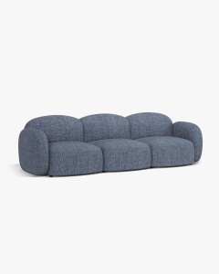 CANAPEA CU 3 LOCURI BLAIR, 274X 95, MELANJ ALBASTRU, CU TAPITERIE DIN TEXTIL STRUCTURAT BALTIMORE, MICADONI