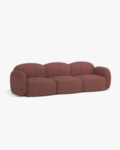 CANAPEA CU 3 LOCURI BLAIR, 274X 95, ROSU, CU TAPITERIE DIN TEXTIL STRUCTURAT BALTIMORE, MICADONI