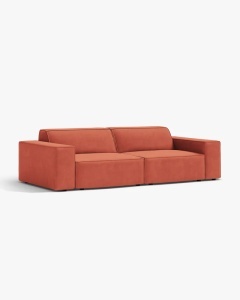 CANAPEA CU 3 LOCURI JODIE, 204X99 CM, ADANCIME SCAUN 62 CM, CORAI, TAPITAT CU TAPITERIE DIN TEXTIL CATIFEA VENUS, MICADONI - Img 2