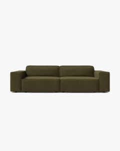 CANAPEA CU 3 LOCURI JODIE, 204X99 CM, ADANCIME SCAUN 62 CM, VERDE, TAPITAT CU TAPITERIE DIN TEXTIL CATIFEA BLUVEL, MICADONI