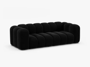 CANAPEA CU 3 LOCURI LUPIN 228, NEAGRA, CU TAPITERIE DIN CATIFEA VENUS, MICADONI - Img 2
