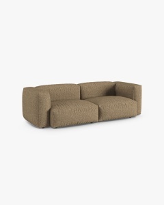CANAPEA CU 3 LOCURI MARTINA, 120X184 CM, ADANCIME SCAUN 90 CM, CAPPUCCINO TAPITAT CU TAPITERIE DIN TEXTIL BOUCLE MONET, MICADONI - Img 2