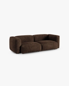 CANAPEA CU 3 LOCURI MARTINA, 120X184 CM, ADANCIME SCAUN 90 CM, CIOCOLATIU, TAPITAT CU TAPITERIE DIN TEXTIL CATIFEA VOGUE, MICADONI - Img 2
