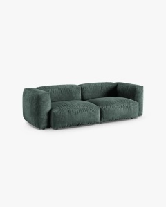 CANAPEA CU 3 LOCURI MARTINA, 120X184 CM, ADANCIME SCAUN 90 CM, VERDE MUSCHI, TAPITAT CU TAPITERIE DIN TEXTIL CATIFEA VOGUE, MICADONI - Img 2