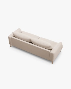 CANAPEA CU 3 LOCURI, NAOMI, BEJ, 200X95 CM, TAPITAT CU TAPITERIE DIN TEXTIL STRUCTURAT LIBERTY, MICADONI - Img 3