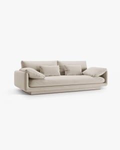 CANAPEA CU 3 LOCURI, TORINO, 220X103, BEJ DESCHIS, CU TAPITERIE DIN TEXTIL CATIFEA CASINO, MICADONI - Img 3