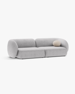 CANAPEA CU 4 LOCURI KATE, GRI DESCHIS, 243X99 CM, TAPITAT CU TAPITERIE DIN TEXTIL BOUCLE BALOO, MICADONI - Img 2