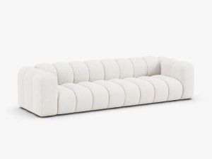 CANAPEA CU 4 LOCURI LUPIN 288, ALBA, CU TAPITERIE DIN TEXTIL BOUCLE BALOO, MICADONI - Img 2