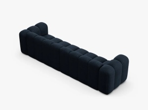 CANAPEA CU 4 LOCURI LUPIN 288, ALBASTRU INCHIS, CU TAPITERIE DIN TEXTIL BOUCLE BALOO, MICADONI - Img 3