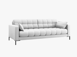 CANAPEA CU 4 LOCURI, MAMAIA GRI DESCHIS NEVE, CU TAPITERIE DIN TEXTIL FIN, MICADONI - Img 2