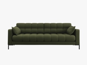 CANAPEA CU 4 LOCURI, MAMAIA VERDE OLIV INCHIS NEVE, CU TAPITERIE DIN TEXTIL FIN, MICADONI