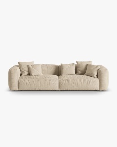 CANAPEA CU 4 LOCURI, MARTINA, BEJ DESCHIS, 320 CM, CU TAPITERIE DIN TEXTIL CATIFEA VOGUE, MICADONI