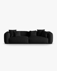 CANAPEA CU 4 LOCURI, MARTINA, NEGRU, 320 CM, CU TAPITERIE DIN TEXTIL STRUCTURAT BOSTON, MICADONI