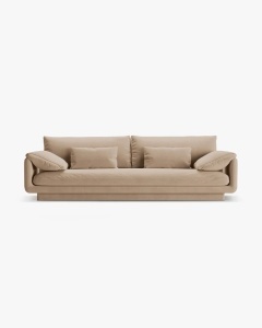 CANAPEA CU 4 LOCURI, TORINO, 250X103, BEJ MIGDALA, CU TAPITERIE DIN TEXTIL CATIFEA CASINO, MICADONI