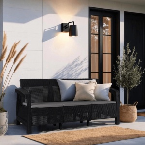 CANAPEA DE GRADINA/TERASA, FLINT, ARTIM MEBLE, DIN TECHNORATAN, CULOARE NEAGRA