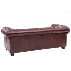 CANAPEA DE LUX CHESTERFIELD 200CM, 3 LOCURI, DIN PIELE NATURALA, CULOARE ROSIE, ARTIM SELECTION - Img 5