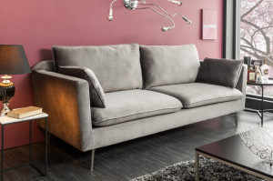 CANAPEA DIN CATIFEA ARGINTIE FAMOUS 39023 DESIGN MODERN - Img 1