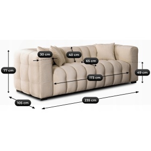 CANAPEA ELEGANTA 3 LOCURI, ARTIM MEBLE, MATERIAL TEXTIL SI LEMN, CULOARE CREM, STIL MODERN - Img 7