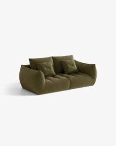 CANAPEA EXTENSIBILA CU 3 LOCURI, BLOOM, 232 CM, VERDE DESCHIS, CU TAPITERIE DIN TEXTIL CATIFEA CASINO, MICADONI - Img 2