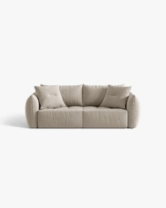 CANAPEA EXTENSIBILA CU 3 LOCURI, BLOOM, 250 CM, BEJ DESCHIS, CU TAPITERIE DIN TEXTIL CATIFEA CASINO, MICADONI