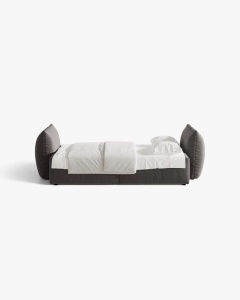 CANAPEA EXTENSIBILA CU 3 LOCURI, BLOOM, 250 CM, GRI INCHIS, CU TAPITERIE DIN TEXTIL CATIFEA CASINO, MICADONI - Img 4