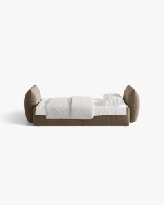 CANAPEA EXTENSIBILA CU 3 LOCURI, BLOOM, 250 CM, MARO DESCHIS, CU TAPITERIE DIN TEXTIL CATIFEA CASINO, MICADONI - Img 4