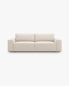 CANAPEA EXTENSIBILA CU 3 LOCURI, JODIE, 107X472 CM, ADANCIME SCAUN 62 CM, BEJ, TAPITAT CU TAPITERIE DIN TEXTIL BOUCLE BALOO, MICADONI