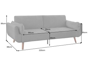 CANAPEA EXTENSIBILA DIVANI 220CM, 3 LOCURI, REALIZAT DIN LEMN SI CATIFEA, CULOARE GRI - Img 7