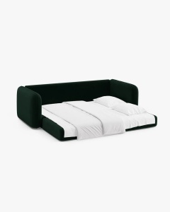 CANAPEA EXTENSIBILA DORMI, VERDE SMARALD, 225X94 CM, TAPITAT CU TAPITERIE DIN TEXTIL CATIFEA SALVADOR, MICADONI - Img 5