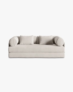 CANAPEA EXTENSIBILA DREAMY, CU 3 LOCURI, BEJ, 206X95 CM, TAPITAT CU TAPITERIE DIN TEXTIL CATIFEA SALVADOR, MICADONI