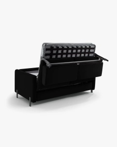 CANAPEA EXTENSIBILA GLORIA, CU 2 LOCURI, NEGRU, 102X206 CM, TAPITAT CU TAPITERIE DIN TEXTIL CATIFEA SALVADOR, MICADONI - Img 4