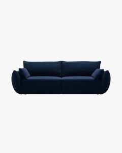 CANAPEA EXTENSIBILA KAELLE, 244 CM, CU 3 LOCURI, ALBASTRU ROYAL, CU TAPITERIE DIN TEXTIL CATIFEA BLUVEL, MICADONI