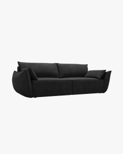 CANAPEA EXTENSIBILA KAELLE, 244 CM, CU 3 LOCURI, NEGRU, CU TAPITERIE DIN TEXTIL CHENILLE OVER THE HORIZON, MICADONI - Img 3